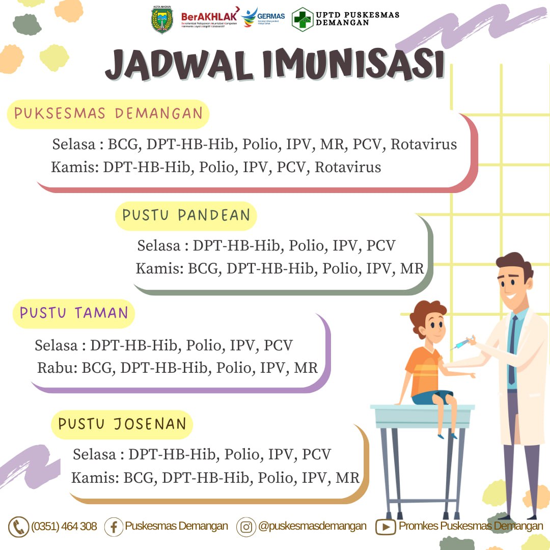 Jadwal Imunisasi Uptd Puskesmas Demangan Uptd Puskesmas Demangan